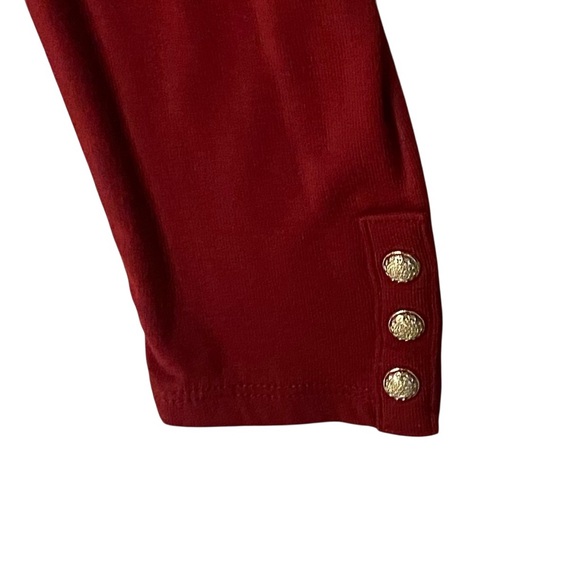 White House Black Market Red Long Sleeve Cold Shoulder Ruched Top Small - Picture 6 of 11